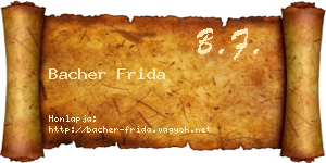 Bacher Frida névjegykártya